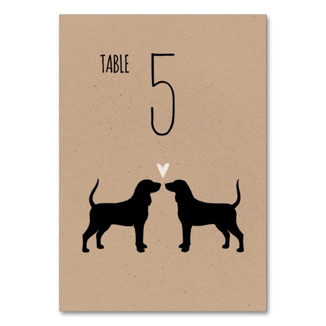 Numéro De Table Coonhound Chien Silhouettes Mariage Réception (Par défaut)