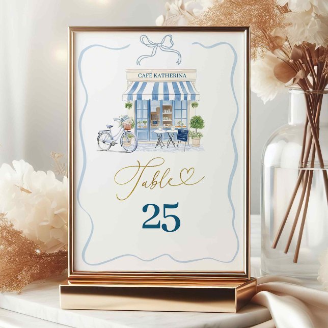 Numéro De Table Coquette Café parisien French Blue Table Numéro (Créateur téléchargé)