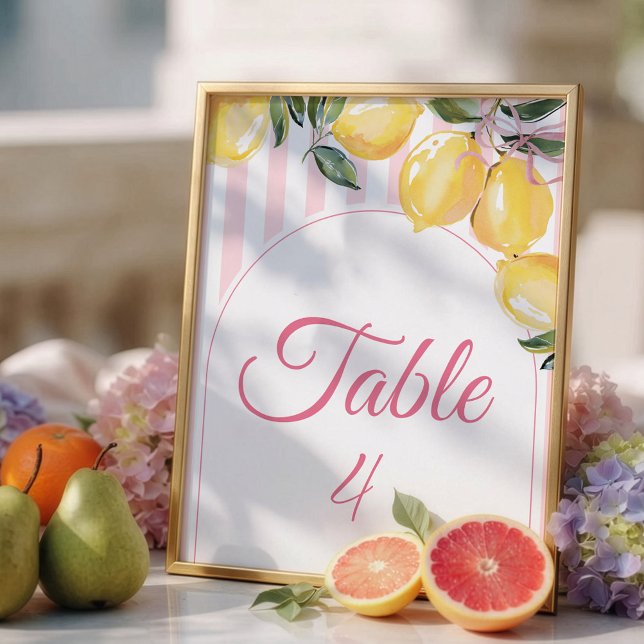 numéro de table Coquette Lemon Pink Baby Shower (Créateur téléchargé)