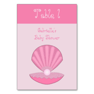 Numéro De Table Coquille d'huîtres pour fille rose et Baby shower 