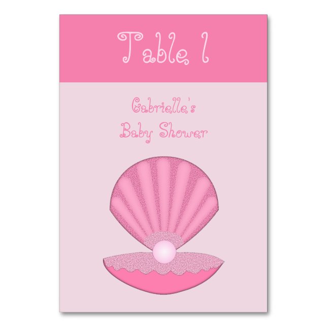 Numéro De Table Coquille d'huîtres pour fille rose et Baby shower  (Par défaut)