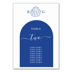 Numéro De Table Coquilles de palourdes bleues Mariage sur la plage