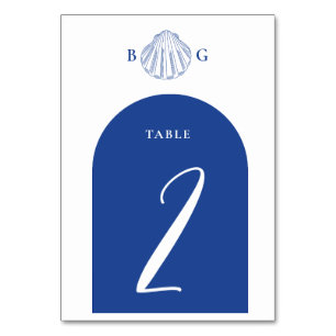 Numéro De Table Coquilles de palourdes bleues Mariage sur la plage