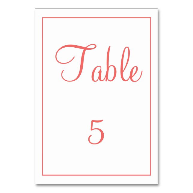 Numéro de table corail et blanc élégant (Par défaut)