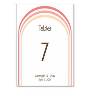 Numéro De Table Corail rose rose rose moderne Mariage arc-en-ciel