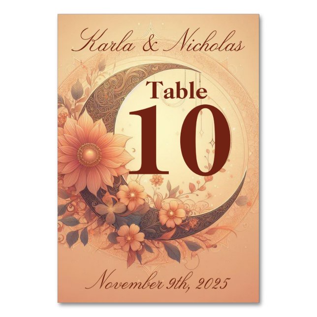 Numéro De Table Coral Moonflower Mariage (Par défaut)