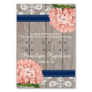 Numéro De Table Coral Navy Blue Hydrangea do-it-yourself Tente Pla