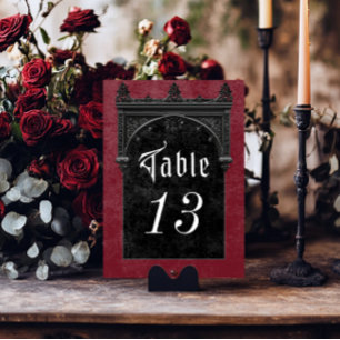 Numéro De Table Corbeau noir gothique et Mariage de vin noir