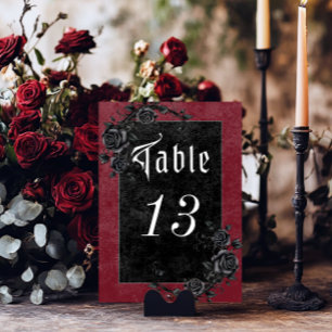 Numéro De Table Corbeau noir gothique et Mariage de vin Rose