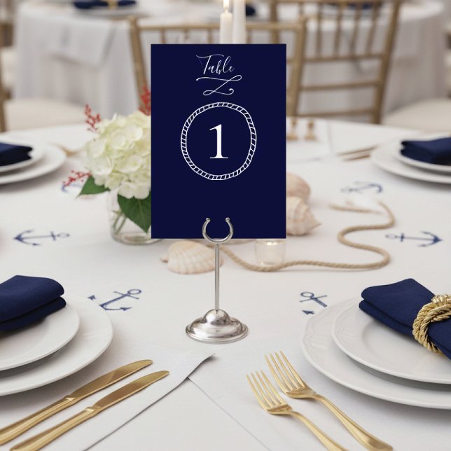 Numéro De Table Corde marine moderne Mariage bleu marine (Créateur téléchargé)