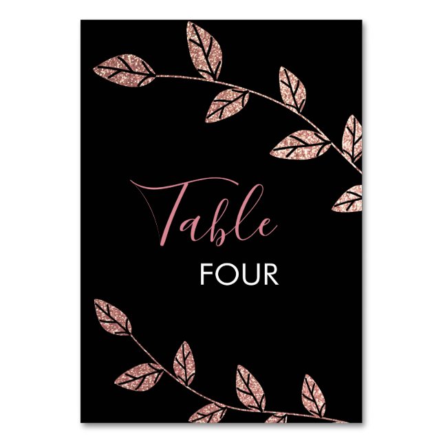 Numéro De Table Cordelette Pailletée Rose Or Glam Noir (Par défaut)