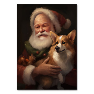 Numéro De Table Corgi avec Noël Festif du Père Noël