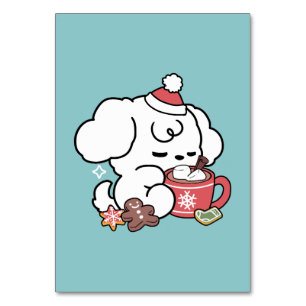 Numéro De Table Cosy Puppy Dreams - Chocolat chaud et Noël