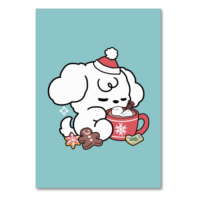 Numéro De Table Cosy Puppy Dreams - Chocolat chaud et Noël (Par défaut)
