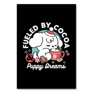 Numéro De Table Cosy Puppy Dreams - Chocolat chaud et Noël