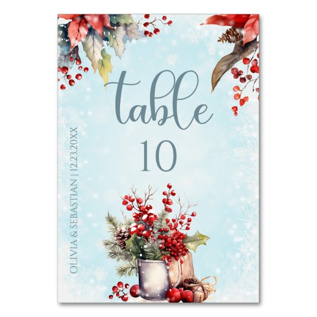 Numéro De Table Cosy Winter Rowan bouquet Mariage (Par défaut)