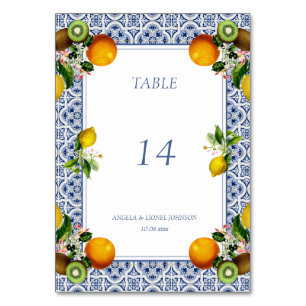 Numéro De Table Côte d'Amalfi Carreaux de citron Italie Noms perso