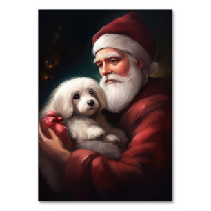 Numéro De Table Coton De Tulear Avec Noël Du Père Noël