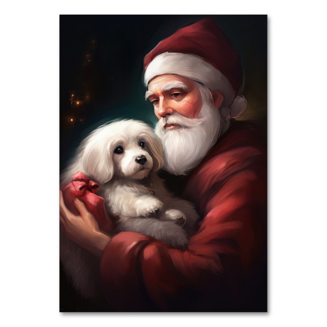 Numéro De Table Coton De Tulear Avec Noël Du Père Noël (Par défaut)