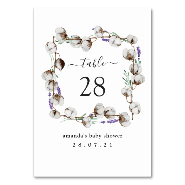 Numéro De Table Coton Rustique Lavande (Par défaut)