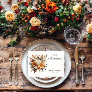 Numéro De Table Coucher de soleil Autumn Floral grand Mariage