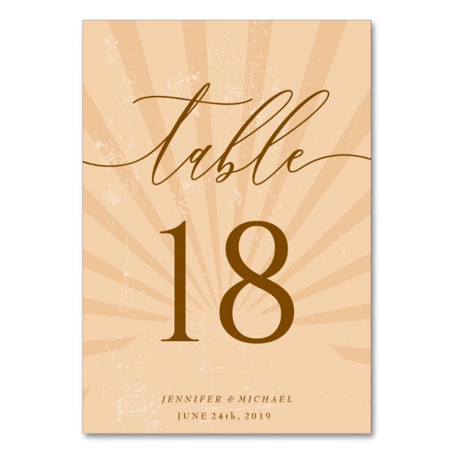 Numéro De Table Coucher de soleil Été Soleil Sable Aquarelle (Par défaut)