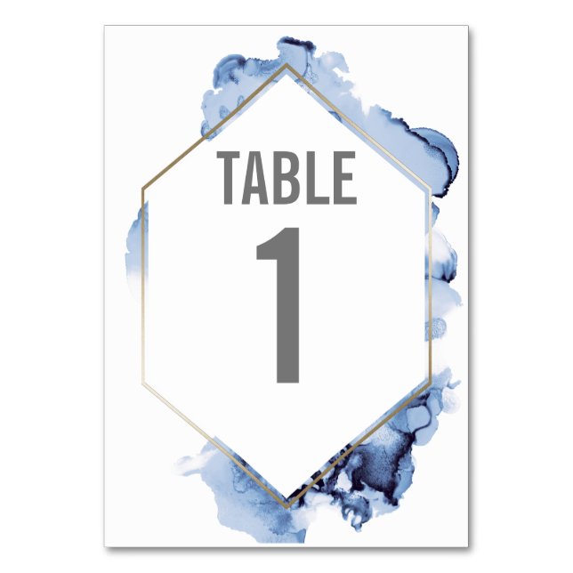 Numéro De Table Couleur d'eau bleue Mariage Gold Frame Numéro de t (Par défaut)