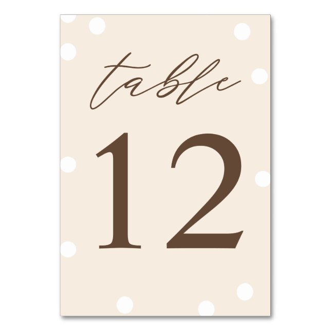 Numéro De Table Couleurs Café Bébé Mignon Shower (Par défaut)