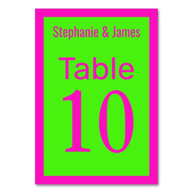 Numéro De Table Couleurs DIY Élégantes Rose Choquant Vert Citron (Par défaut)