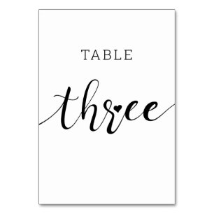 Numéro De Table Couleurs modifiables Coeur mignon Script Trois Mar