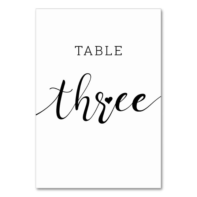 Numéro De Table Couleurs modifiables Coeur mignon Script Trois Mar (Par défaut)