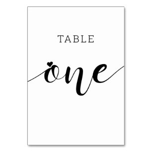 Numéro De Table Couleurs modifiables Coeur mignon Script Un Mariag