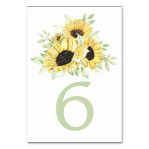 Numéro De Table Country Sunflower Watercolor Mariage Floral