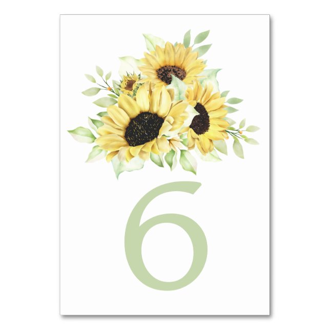 Numéro De Table Country Sunflower Watercolor Mariage Floral (Par défaut)