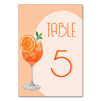 Numéro De Table Coup de foudre au premier Spritz Citrus Chic SIP P