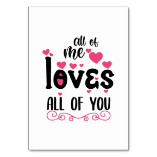 Numéro De Table Couple Art All Of Me Aime Tout Le Monde