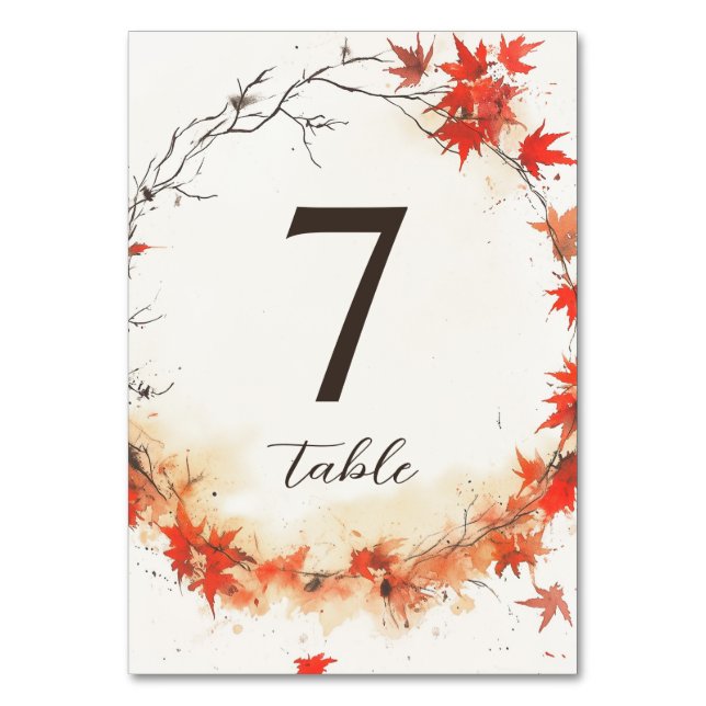 Numéro De Table Couronne d'automne à l'aquarelle (Par défaut)