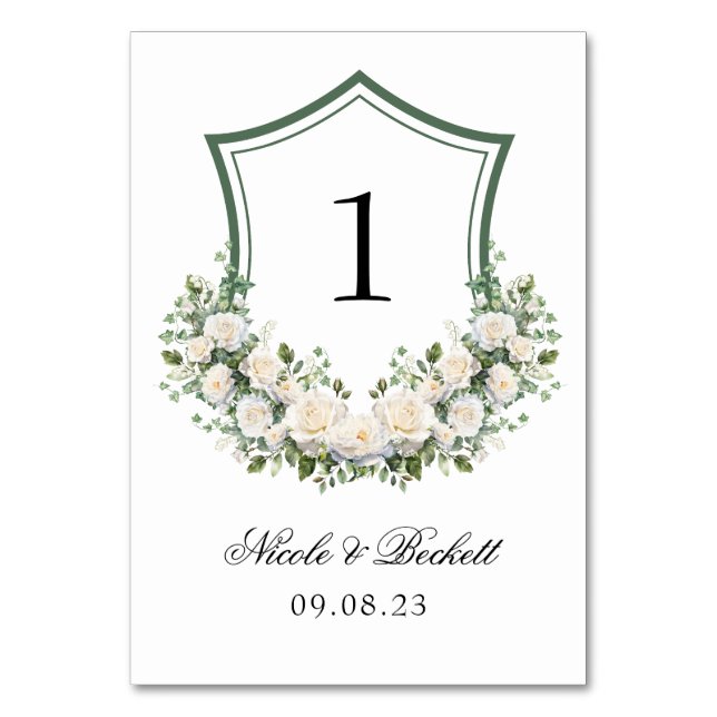 Numéro De Table Couronne de fleurs blanches pour mariage (Par défaut)