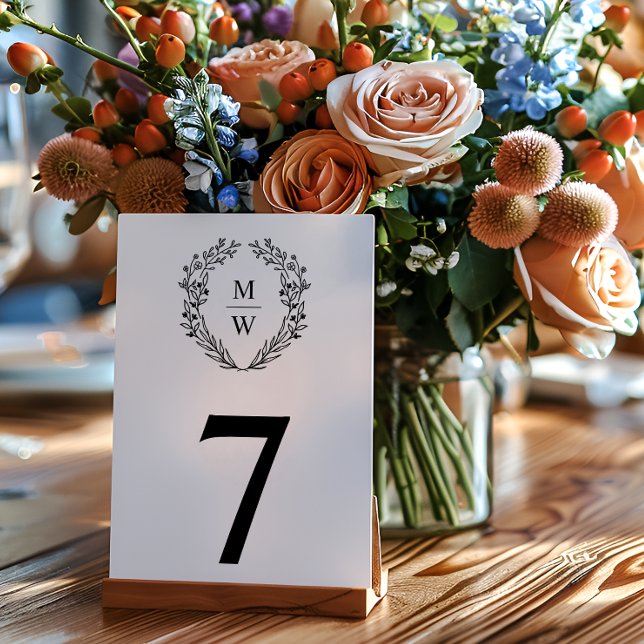 Numéro De Table Couronne de fleurs botaniques élégante et simple a (Créateur téléchargé)