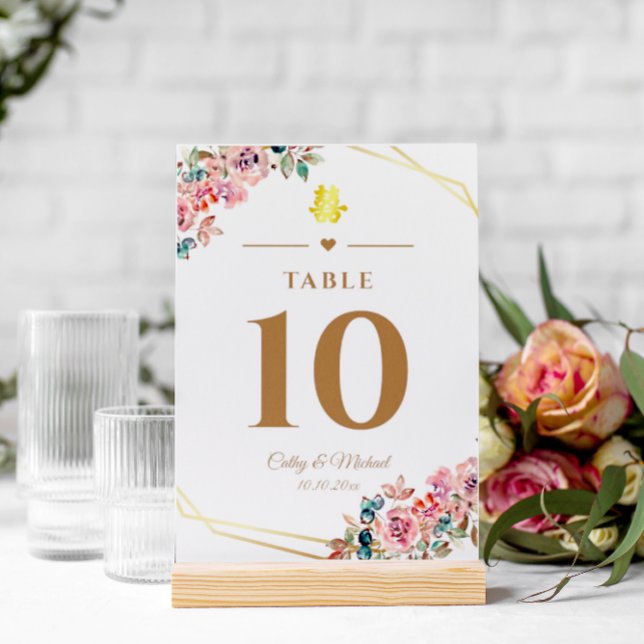 Numéro De Table Couronne de fleurs de double bonheur pour mariage  (Créateur téléchargé)