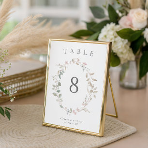 Numéro De Table Couronne de fleurs délicates et romantiques pour m