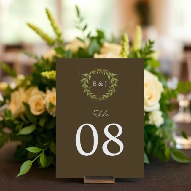 Numéro De Table Couronne de fleurs ton terre mariage (Créateur téléchargé)