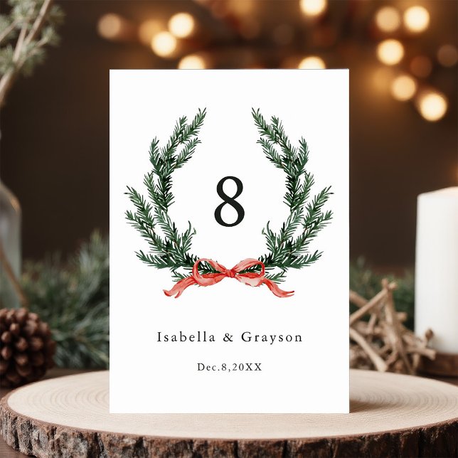 Numéro De Table Couronne de mariage à guirlande Evergreen (Créateur téléchargé)