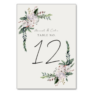 Numéro De Table Couronne d'hiver minimaliste élégante blanc vert