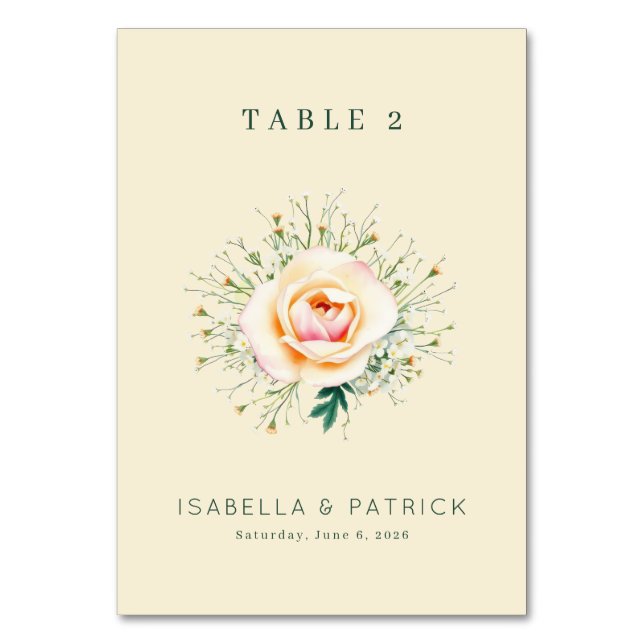 Numéro De Table Couronne florale à l'aquarelle crème sereine (Par défaut)