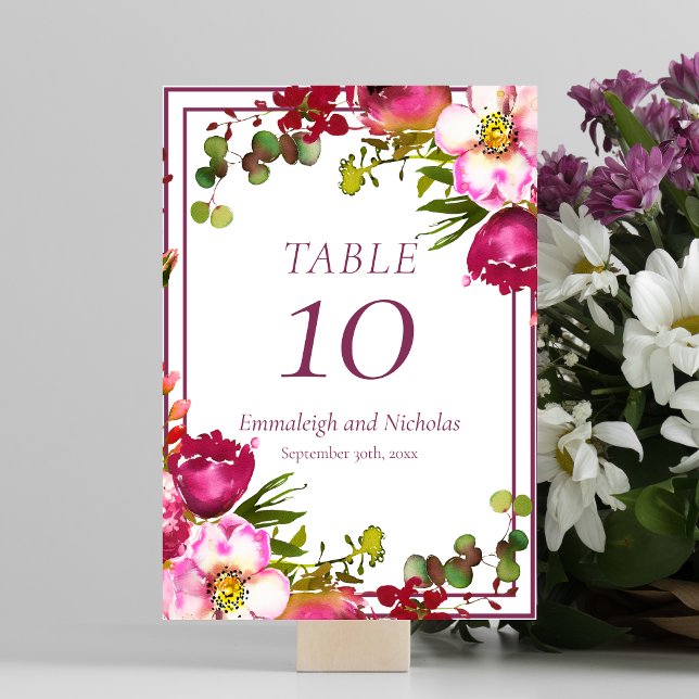Numéro De Table Couronne florale magenta rose corail (Créateur téléchargé)