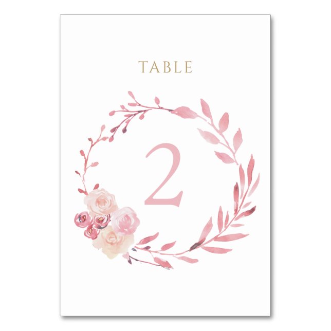 Numéro De Table couronne florale rose poussiéreuse panneau de numé (Par défaut)