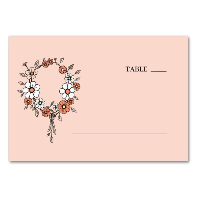 Numéro De Table Couronne florale serein pêche (Devant)