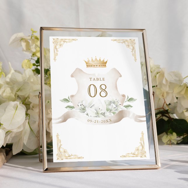 Numéro De Table Couronne Royale Mariage Gold Crest (Créateur téléchargé)