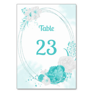 Numéro De Table couronne végétale turquoise
